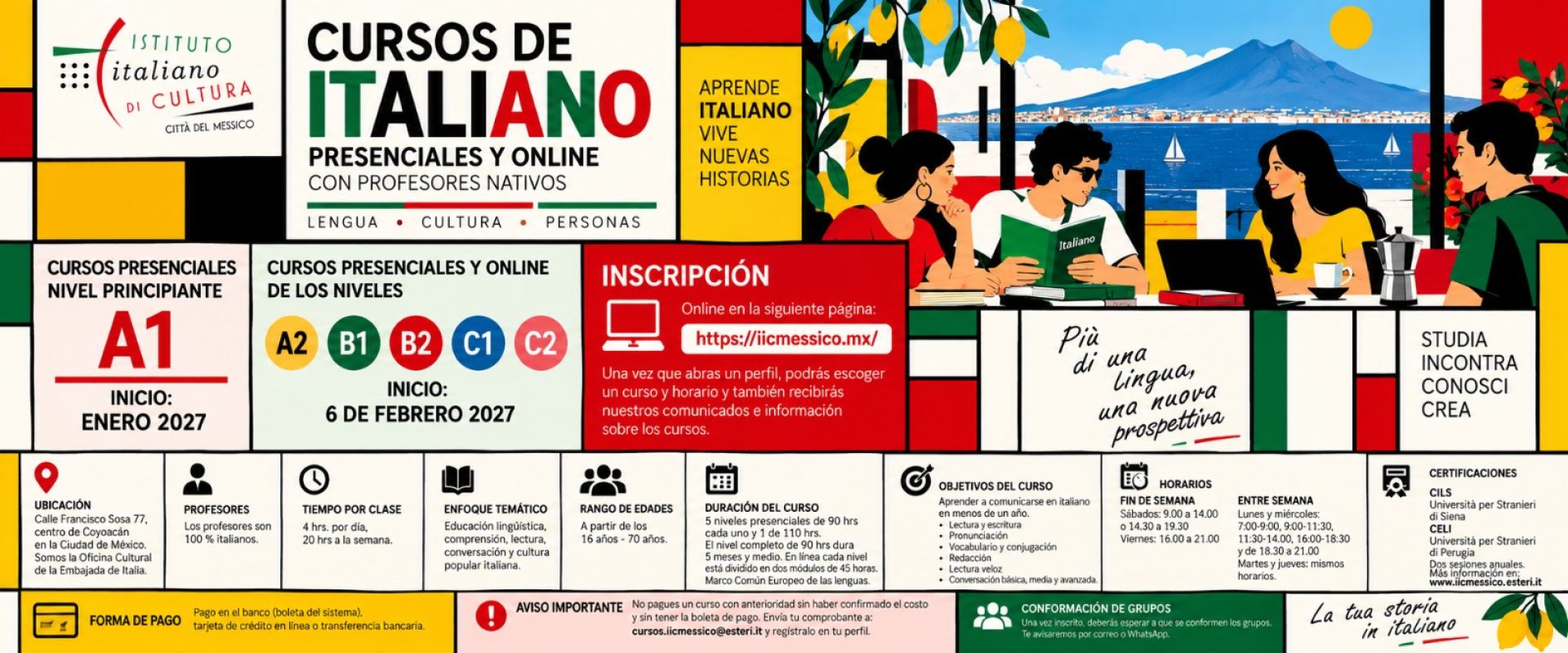 DOMINA  EL ITALIANO.  CURSOS PARA TODOS LOS NIVELES
