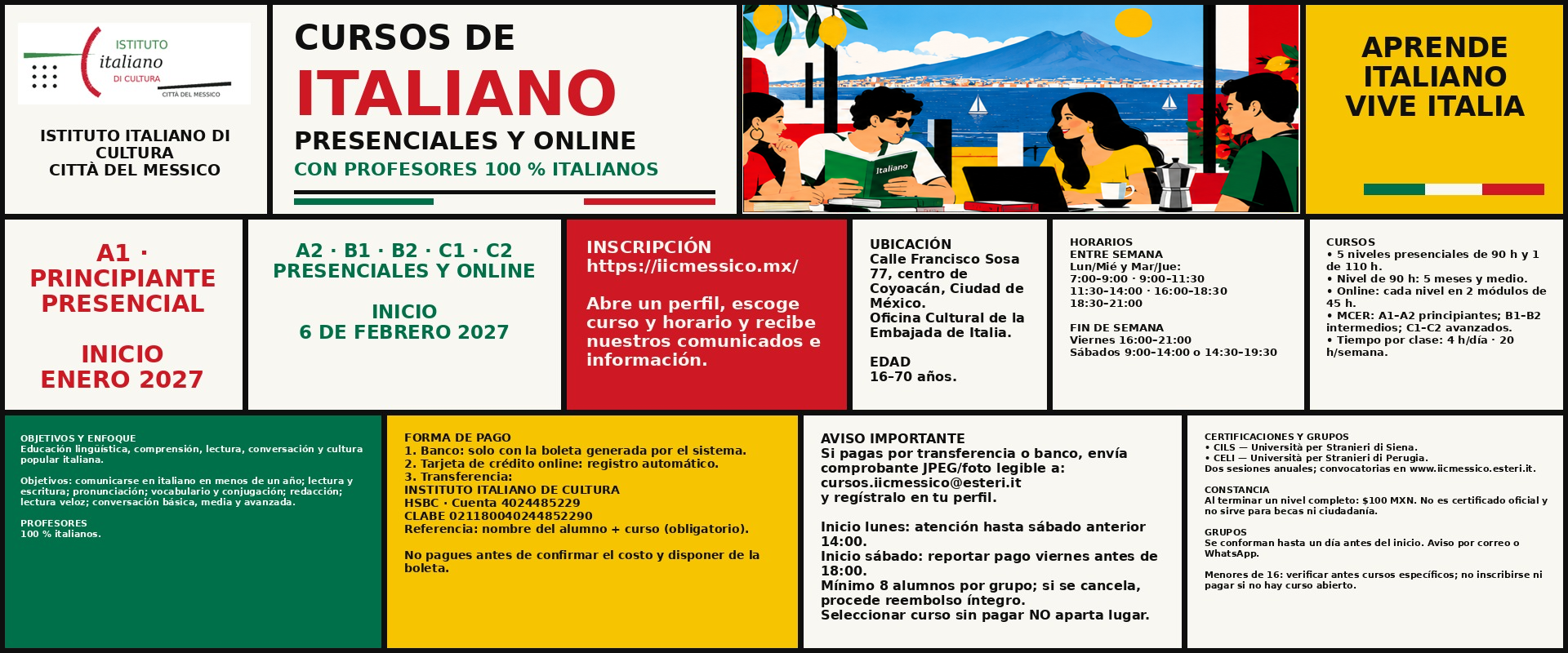 DOMINA  EL ITALIANO.  CURSOS PARA TODOS LOS NIVELES